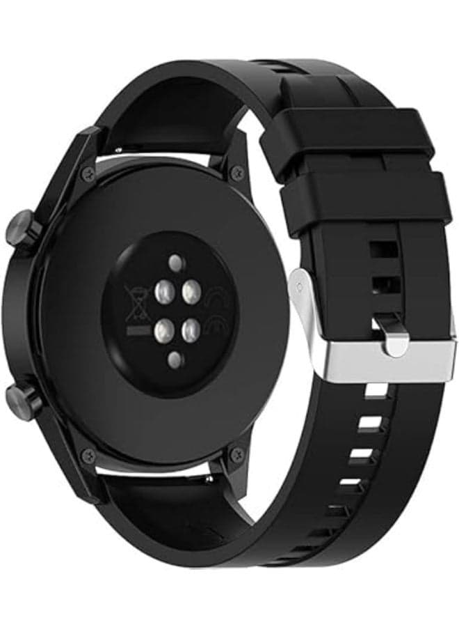 22mm Replacement Silicone Band Compatible with Samsung Galaxy Watch 3 45mm/ Watch 46mm/ Gear S3/ Huawei GT4 46mm/ GT2E/ GT3 46mm/ GT2 Pro/ GT2 46mm/ Honor Magic Watch 2 46mm/ GTR4/GTR3/2/2e - black Smartwatch Bands (٤)