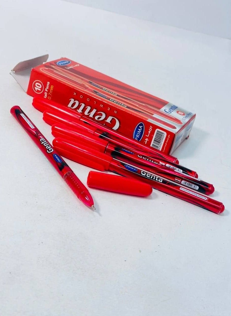 Ballpoint pen, 0.7 mm needle tip, red ink color, the most beautiful box: 10 pens