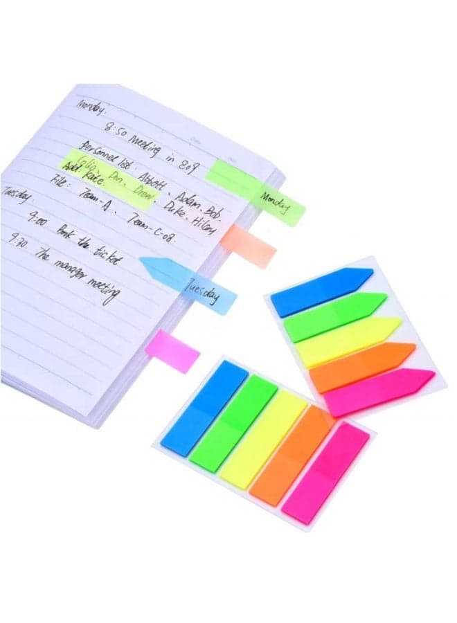 Transparent Page Flags, Arrow Sticky Tabs, 5 Neon Colors, 25×5 Pads Sticky Notes