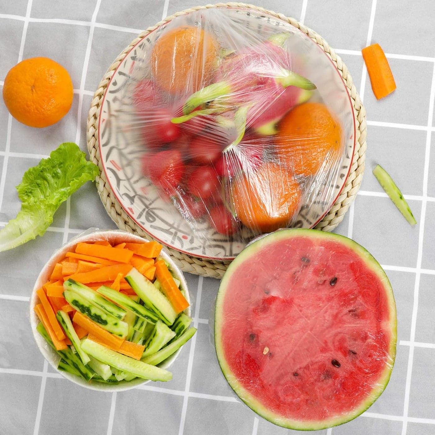 Generic Elastic Food Storage Covers (100 Covers) - Reusable Stretch Plastic Wrap Bowl Covers – Transform Dishes, Aluminum Cans or Cooking Pans into Food Storage Containers (٤)