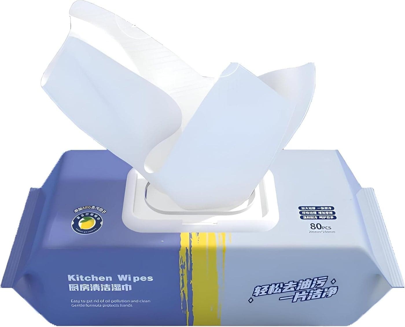 Degreasing Wipes -80 Pcs Safe, Non-Toxic Formulation for Eliminating Cooking Grease from Counters (2PCS) Cleaning Wet Wipes (٩)