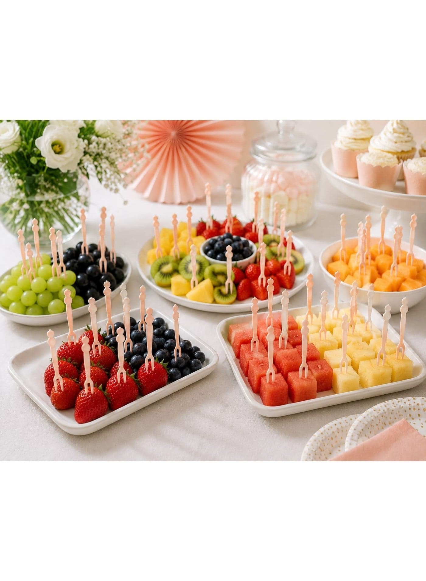 Pack of 50 Mini Fruit Forks for Kids Food Picks for Fruits Lunch Boxes and Parties Forks & Fork Sets (١٠)