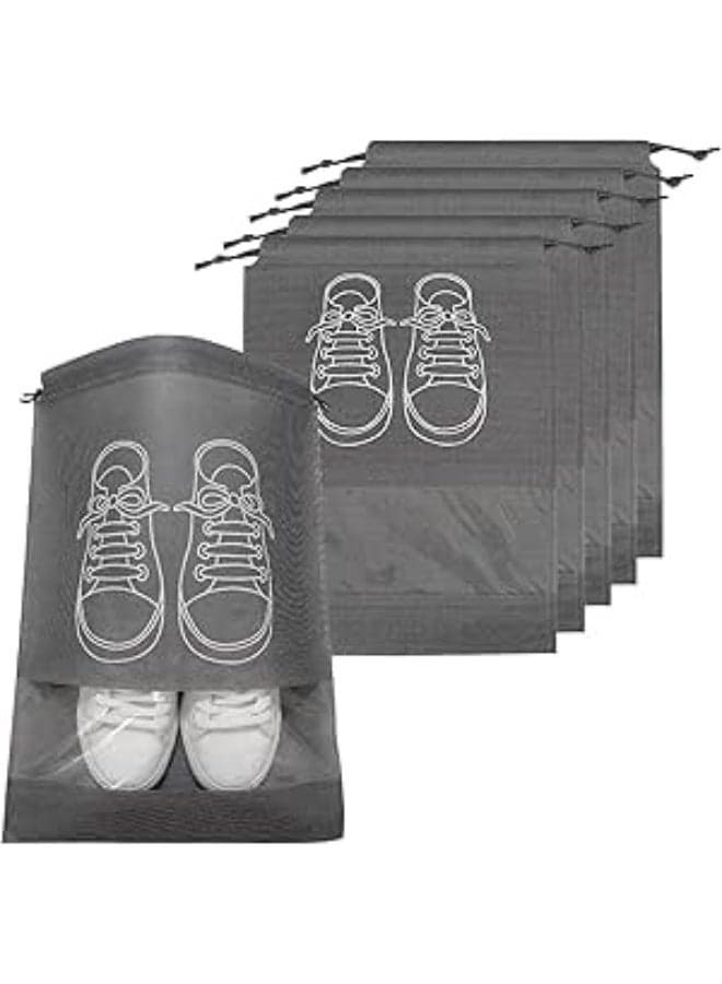 Stylish Reusable Shoe Storage Bag – Fabric Shoe Organizer with Transparent Opening – Dustproof Protection for Closet & Under Bed Shoe Organization Solution-5pcs Space Saver Bags (٣)
