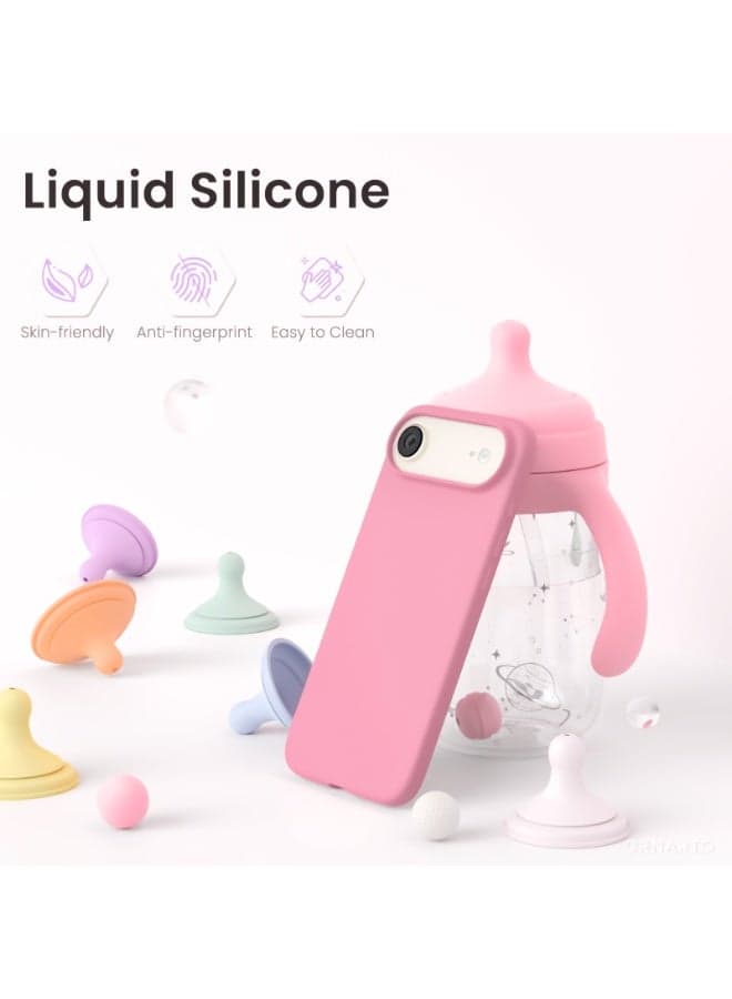 Compatible with iPhone 17 Air Case Slim Liquid Silicone 4 Layers Soft Gel Rubber Shockproof Protective Phone Case with Anti Scratch Microfiber Lining (Pink) (3)