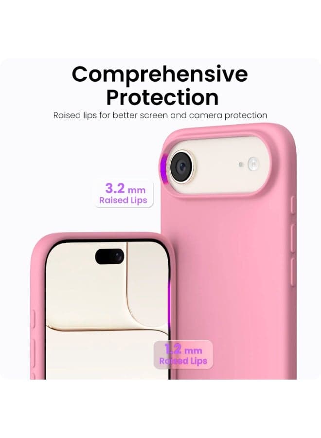 Compatible with iPhone 17 Air Case Slim Liquid Silicone 4 Layers Soft Gel Rubber Shockproof Protective Phone Case with Anti Scratch Microfiber Lining (Pink) (2)