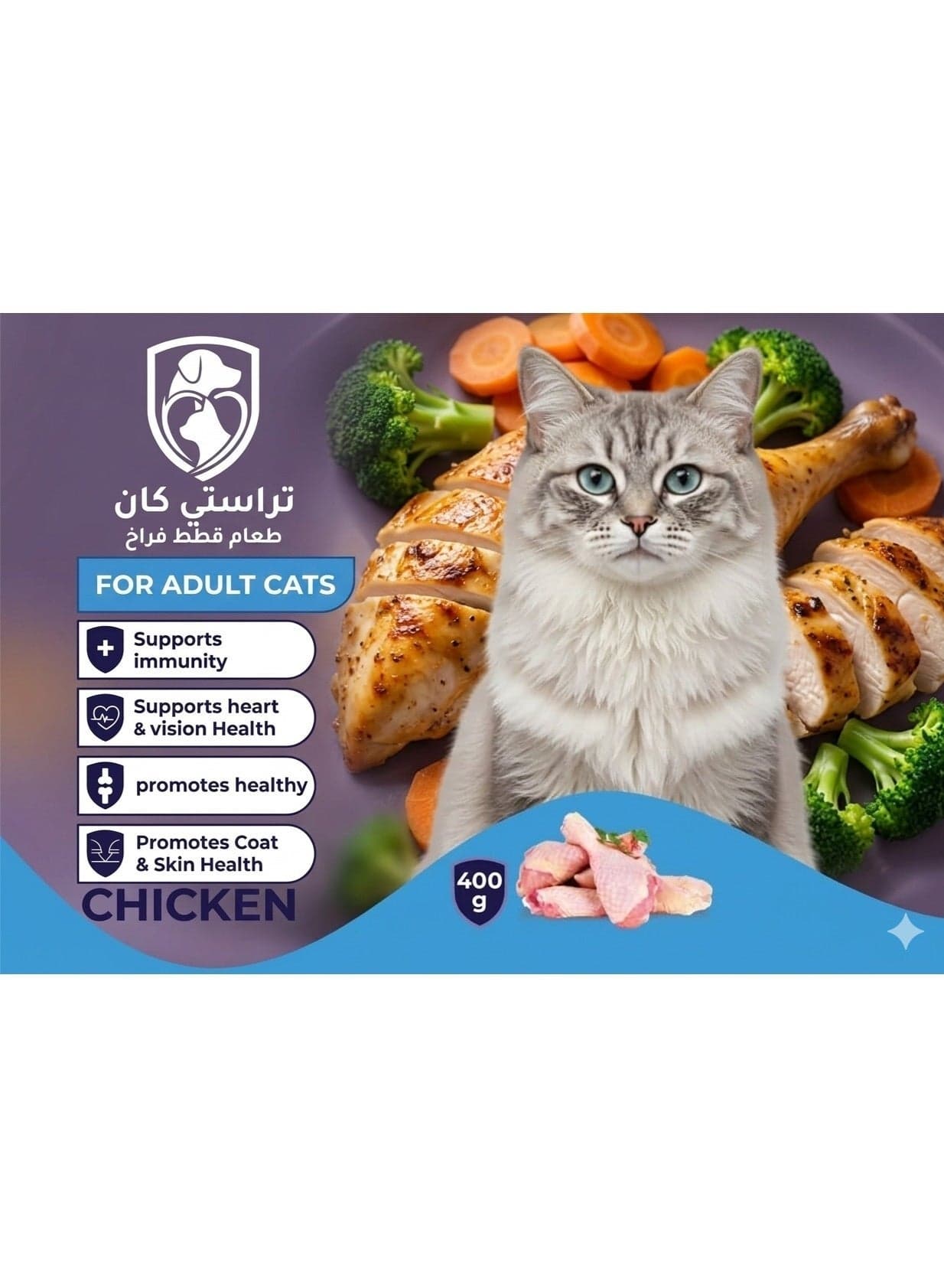 Trusty | Chicken Wet Food for Adult Cats 400g (Muscle Protein & Silky Coat) Cat Wet & Canned Food (٣)