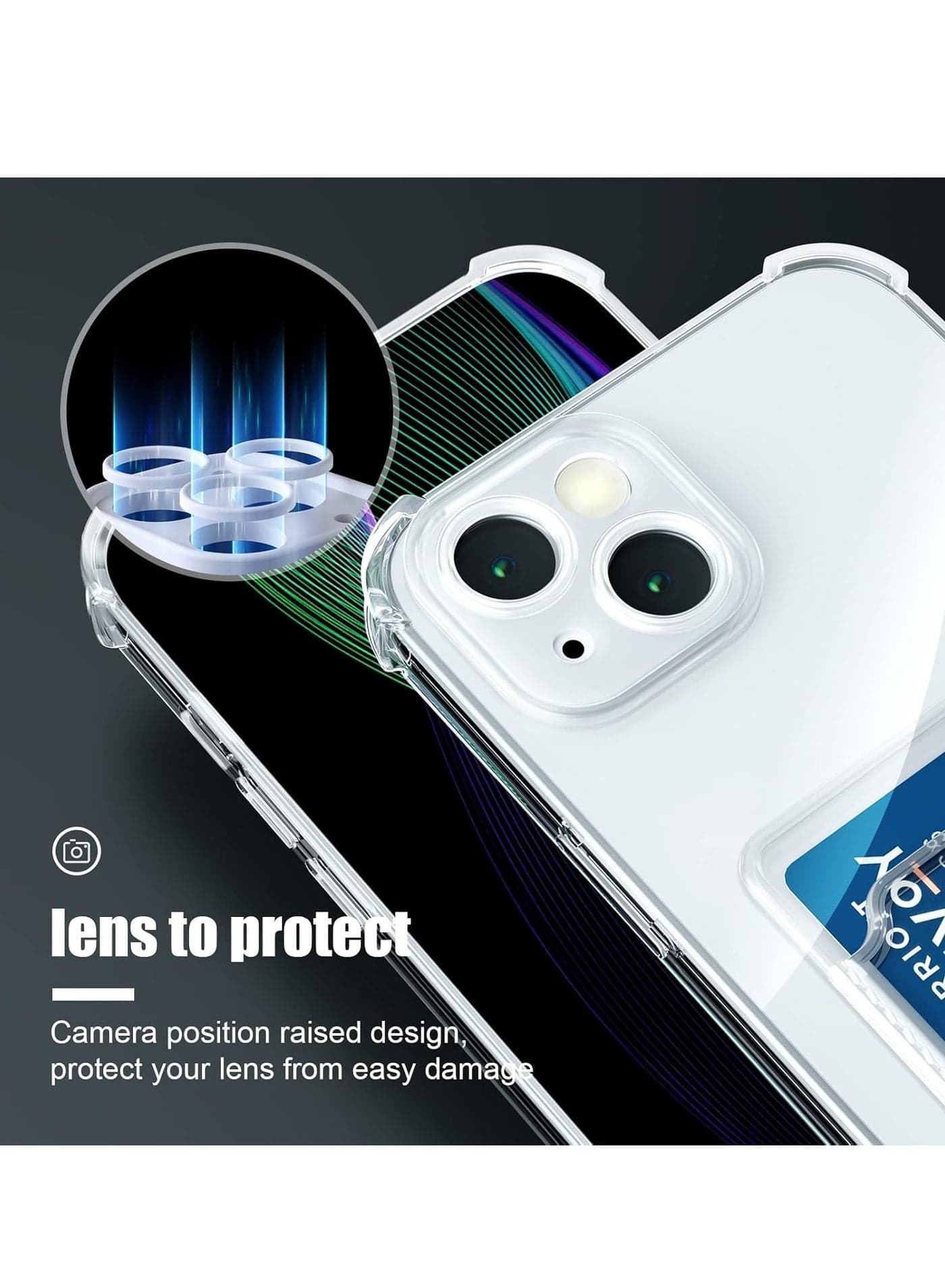 Wallet Phone Case Slim Fit Card Slot Transparent Case Protective Soft Shockproof Case with Card Holder For Iphone 14 plus Cases & Covers (٤)
