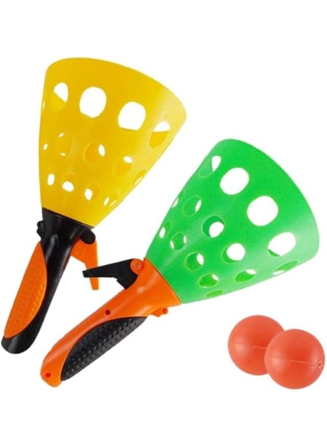 First Choice Fun Ball Catching Game - Set of 2 Launchers and 2 Balls - Interactive Sports Game for Kids and Family - Assorted Colors Outdoor Play Balls
