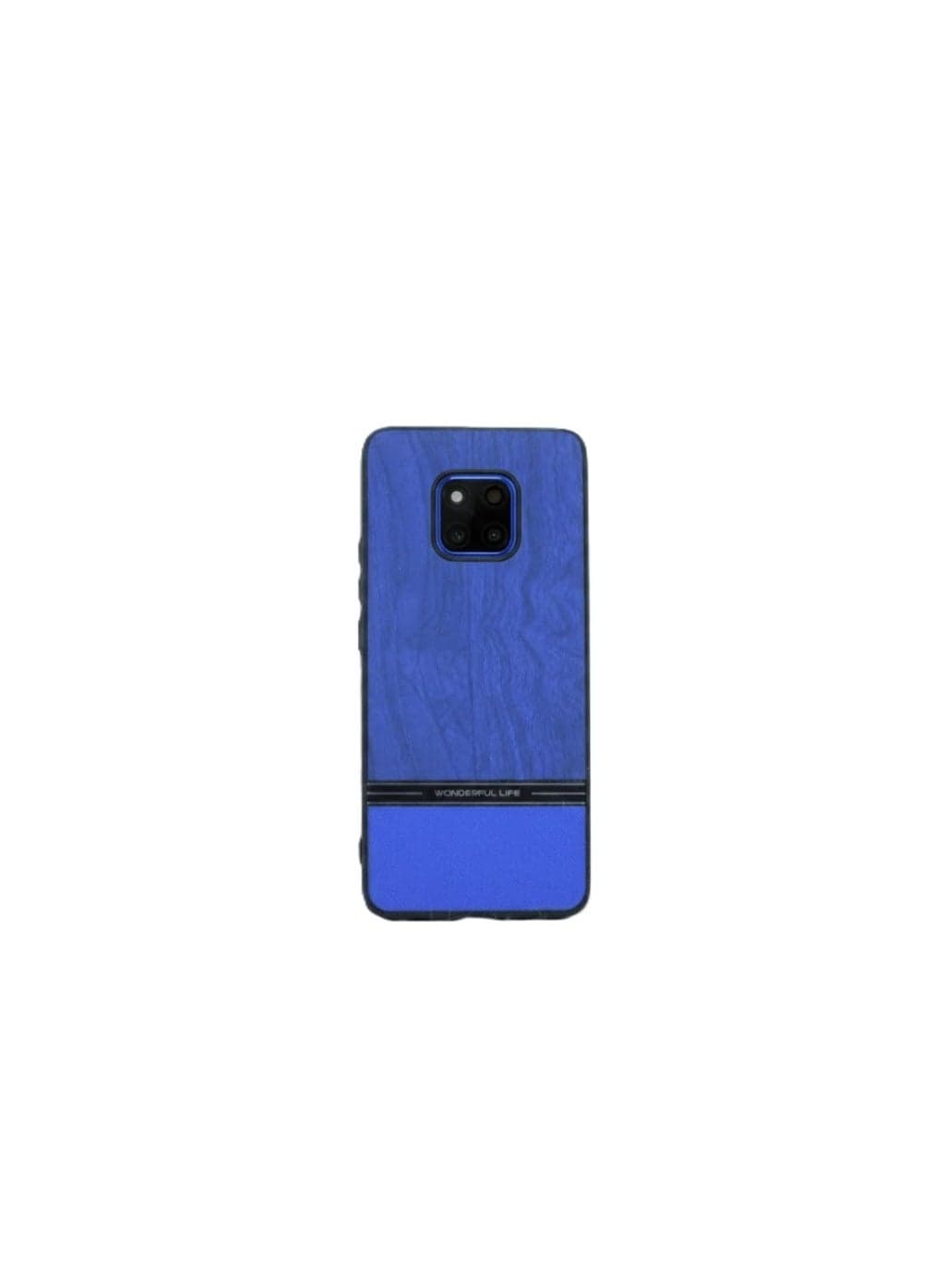 Compatible with for Mate 20 Pro Shockproof Wood Grain Skin PU and TPU Shockproof Luxury Phone Case (Blue) Cases & Covers