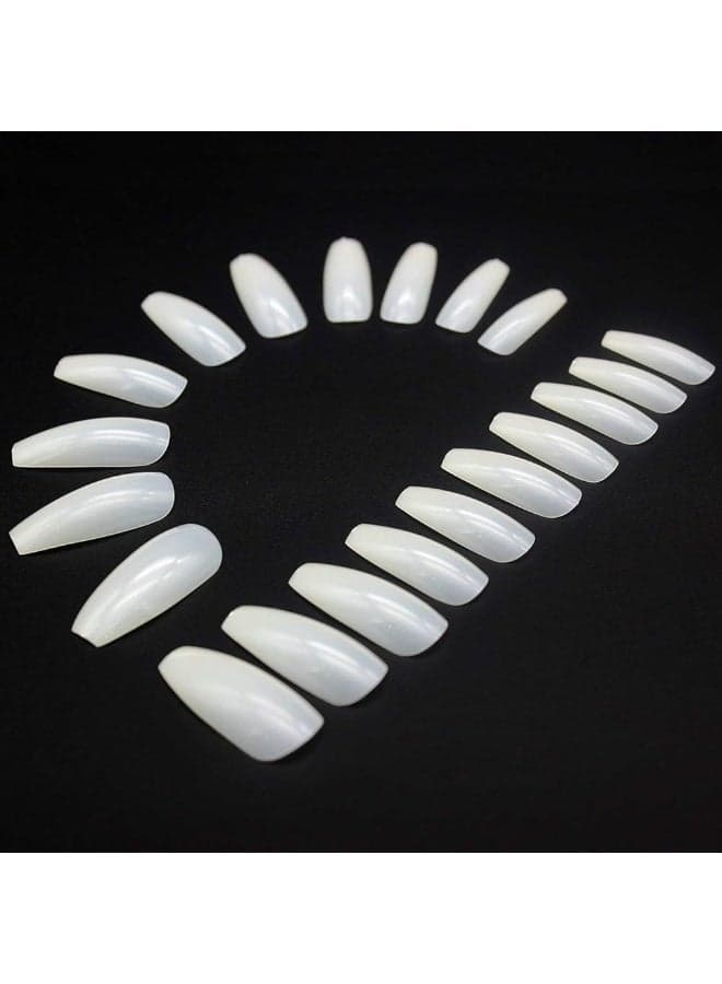 False Round Nails Full Cover Artificial Press On Nails Natural |WHITE | 100 PCS (٤)
