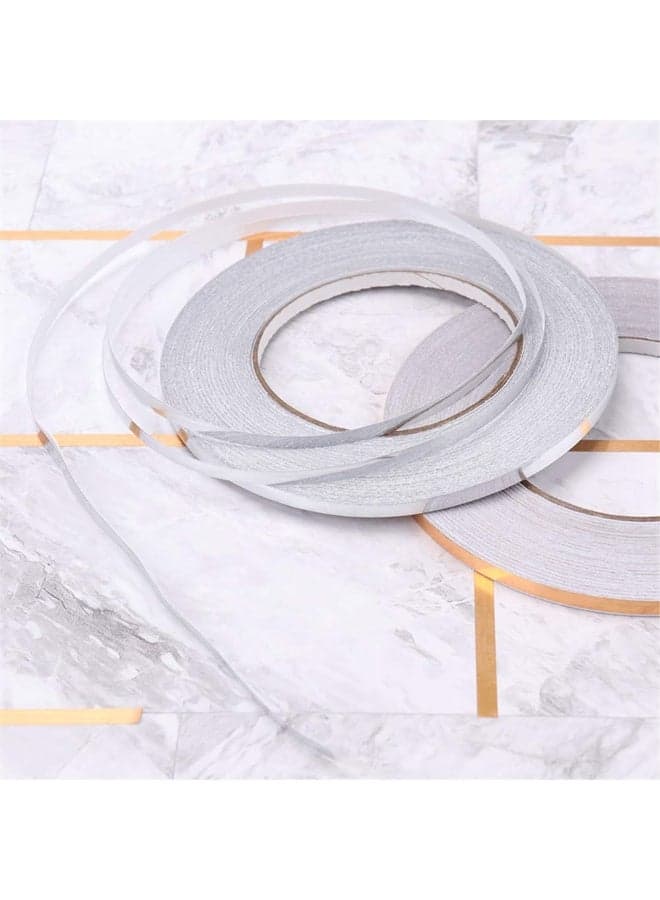 Wall Mildewproof Stickers DIY Self Adhesive Tile Gap Tape For Decor Ceramic Tile and Beautify Living Room Floor (silver, 0.5cmX50m) C-214 Wallpapers (٤)