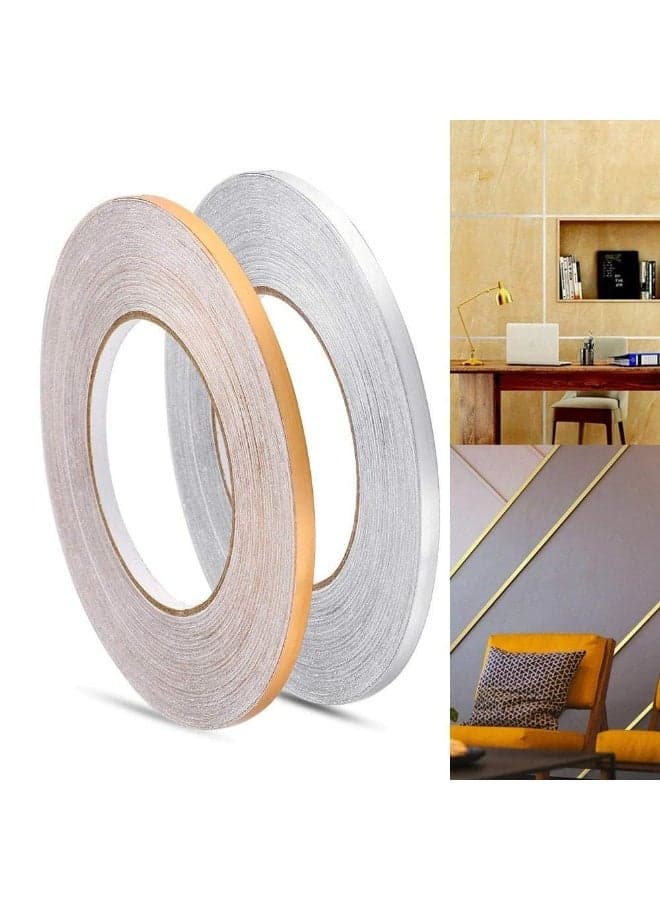 Wall Mildewproof Stickers DIY Self Adhesive Tile Gap Tape For Decor Ceramic Tile and Beautify Living Room Floor (silver, 0.5cmX50m) C-214 Wallpapers (٨)