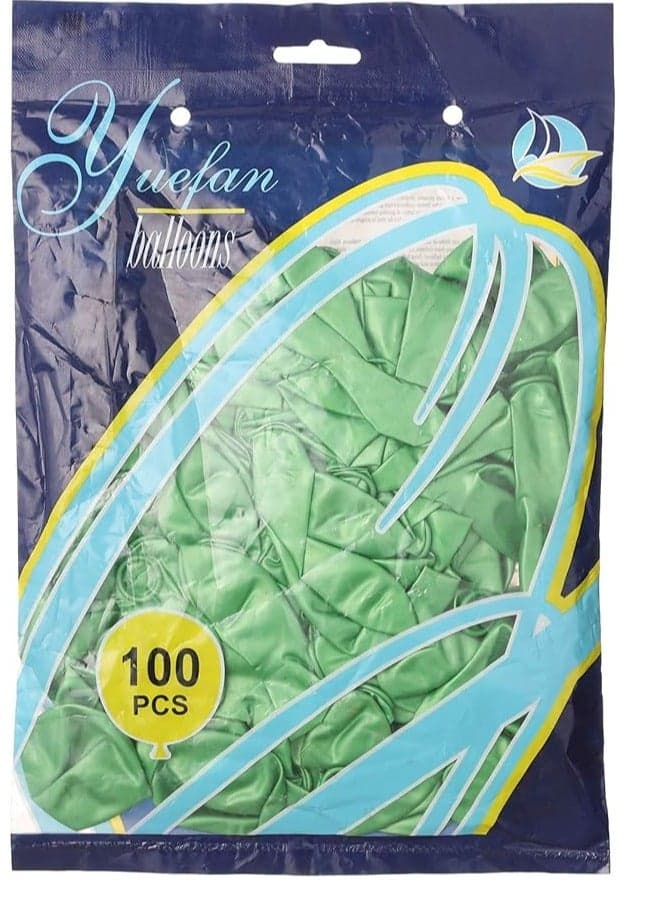 Yuefan Balloons Latex Balloon, 100 Pieces - Green