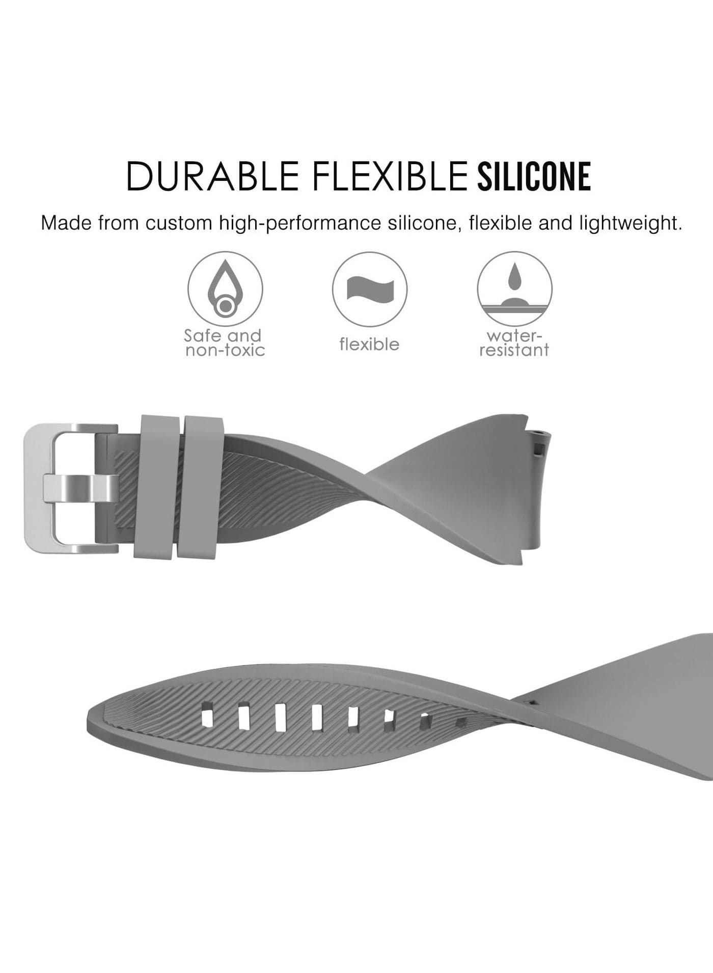 Band Compatible with Samsung Galaxy Watch 3 45mm/Gear S3 Frontier/Classic/Galaxy Watch 46mm/Huawei Watch GT2 Pro/GT 46mm/GT2 46mm/Ticwatch Pro 3, Silicone Strap Fit 22mm Band _ Grey Smartwatch Bands (4)