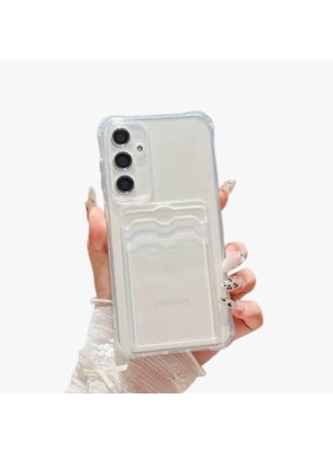 Clear Wallet Design Phone Case Compatible with Samsung Galaxy A14 4G/5G_ Upgraded Card Slot Slim Soft TPU Shockproof Cute Card Holder_ Clear