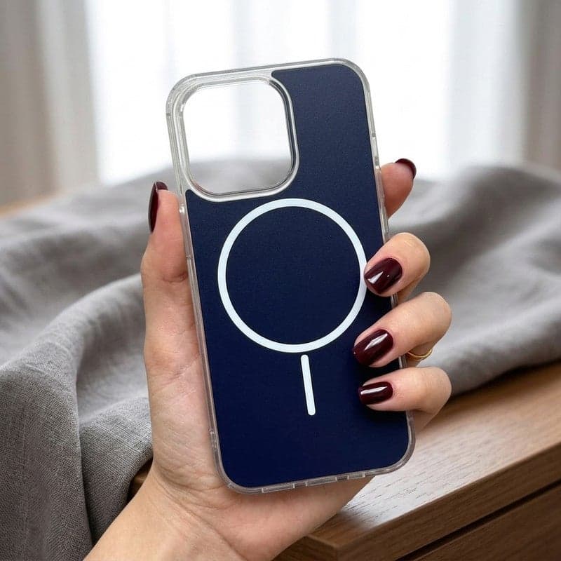 Color Block MagSafe Wireless Charging Phone Case - Crystal Clear Shockproof Bumper Cover iphone 13 Pro Max (٤)