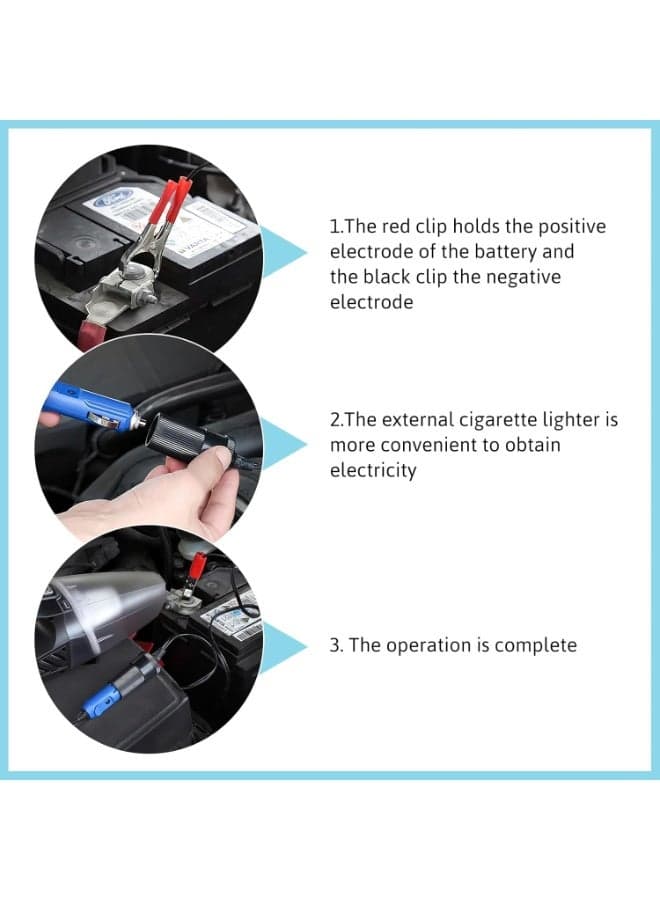 12V/24V Car Battery Alligator Clips to Cigarette Lighter Female Socket - Heavy Duty Battery Terminal Converter - Extension Power Cable for Portable Automotive Devices Jumper Cables (٥)
