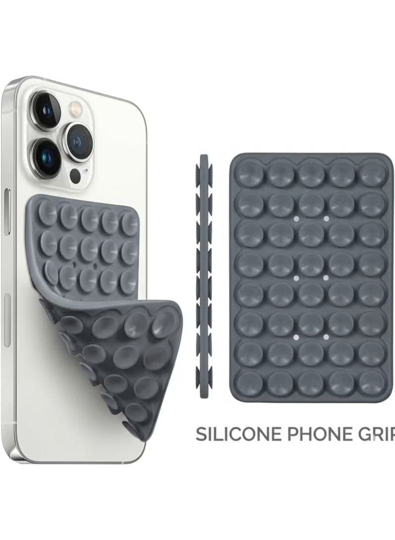 Phone Holder, Silicone Suction Cup, Stable and Non-Slip Grip, Strong Mobile Phone Holder for Selfie ( Dark Gray) Phone Grips & Stands