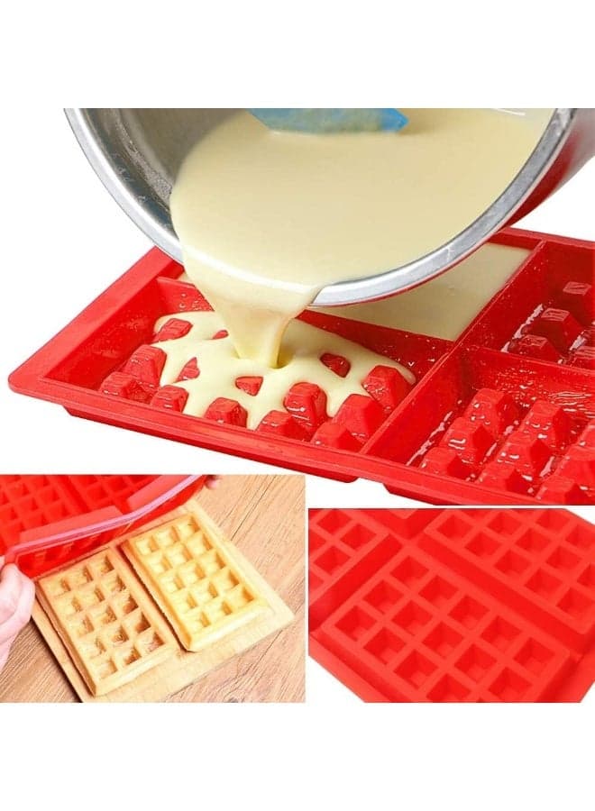 Quick Muffin and Waffle Baking Tray (4 holes): Non-stick silicone mold for baking cakes and desserts in standard sizes in record time - perfect heat distribution for golden results on the outside and crisp on the inside - oven, microwave and dishwasher safe. Moulds (١١)