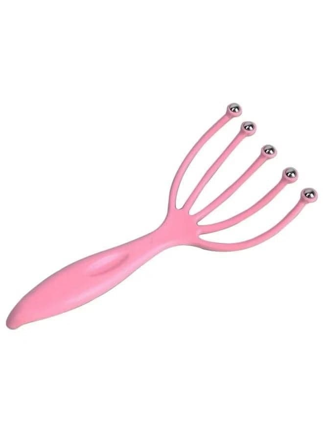 Handheld scalp massager with rotating stainless steel beads, pink Massage Muscle Stimulators