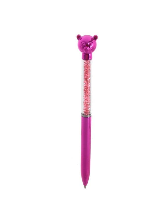 A stylish writing pen adorned with a glittery teddy bear tip and sparkling crystal beads. Ballpoint Pens