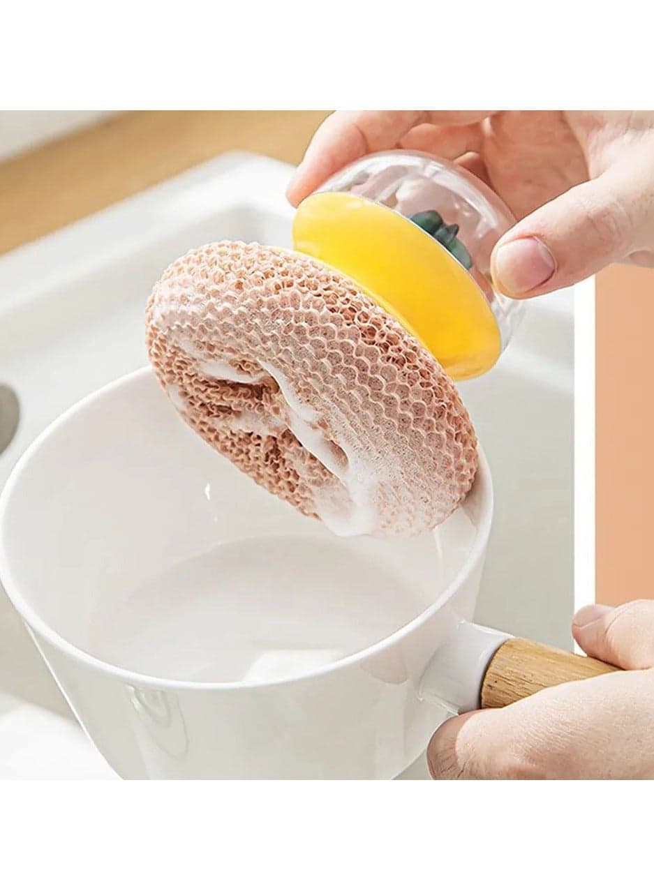 2-in-1 Dishwashing Brush with Soap Dispenser and Scrubber Household Cleaning Sponges