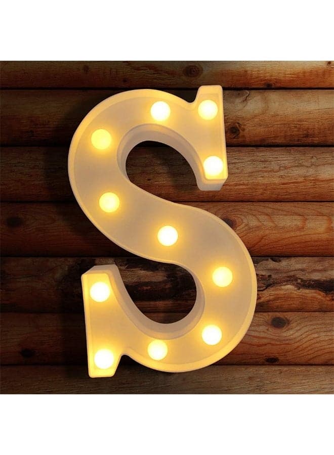 LED Letter Sign for Night Light, Weddings, Birthdays, and Home Decor – Battery-Operated (S) Light Bulbs
