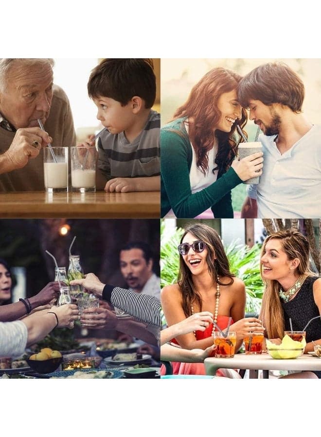 Eco-friendly stainless steel straw set (5 pieces): 2 straight and 2 curved with a dedicated cleaning brush - reusable, BPA-free, and completely safe for children and adults for drinks and juices. Cups & Straws (6)