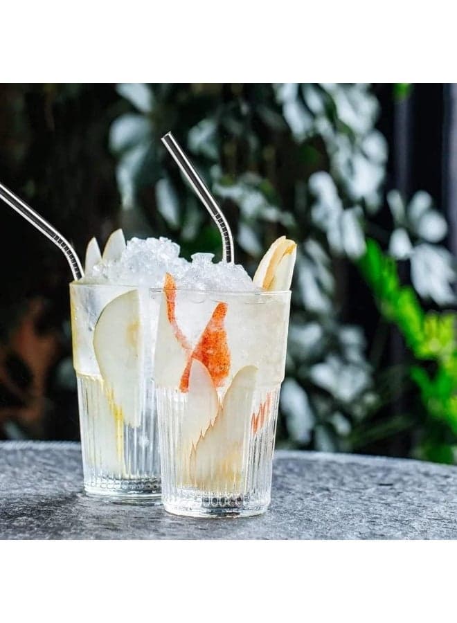 Eco-friendly stainless steel straw set (5 pieces): 2 straight and 2 curved with a dedicated cleaning brush - reusable, BPA-free, and completely safe for children and adults for drinks and juices. Cups & Straws (12)