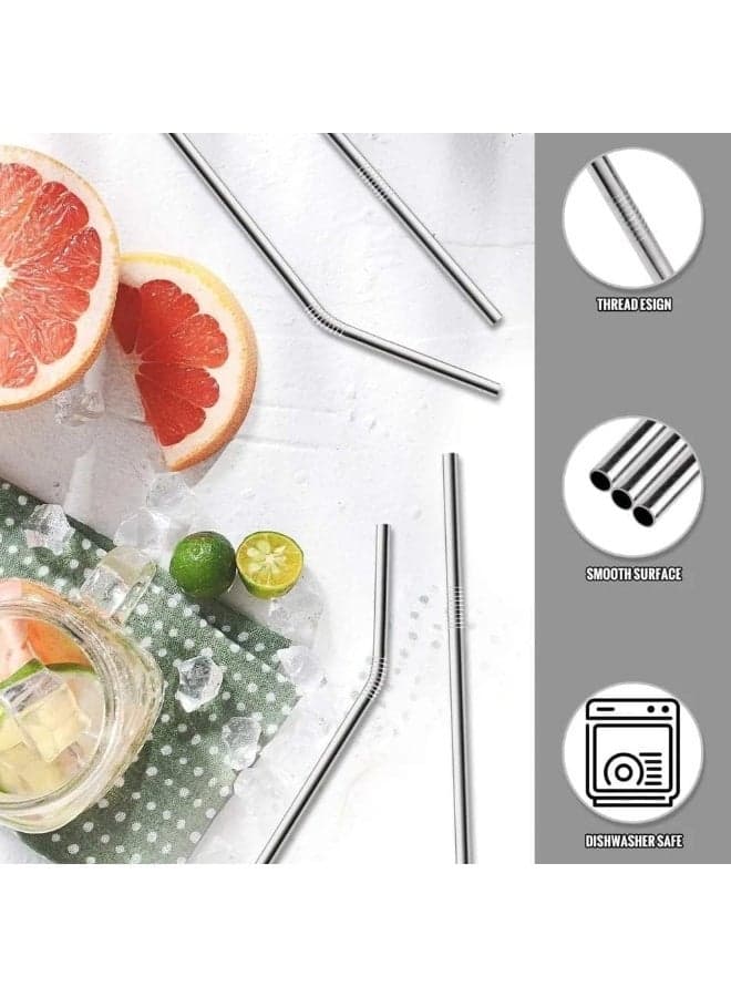 Eco-friendly stainless steel straw set (5 pieces): 2 straight and 2 curved with a dedicated cleaning brush - reusable, BPA-free, and completely safe for children and adults for drinks and juices. Cups & Straws (10)