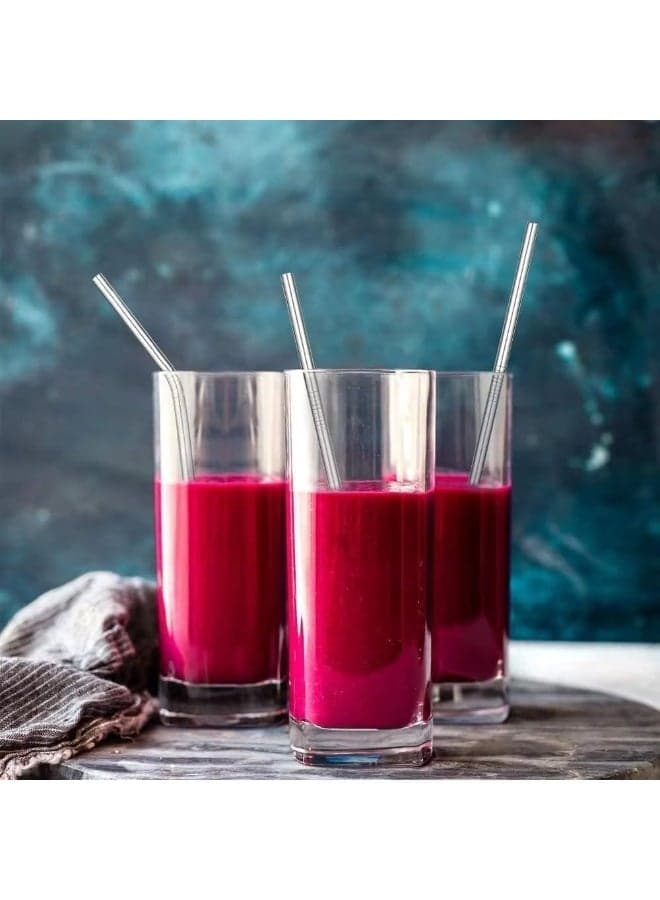 Eco-friendly stainless steel straw set (5 pieces): 2 straight and 2 curved with a dedicated cleaning brush - reusable, BPA-free, and completely safe for children and adults for drinks and juices. Cups & Straws (5)