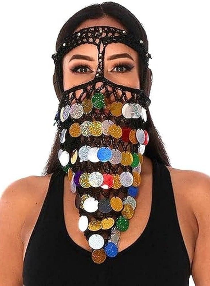 Headwear For Belly Dance Egyptian Face Mask Triangle Crochet Face Veil Women's Fashion Scarves