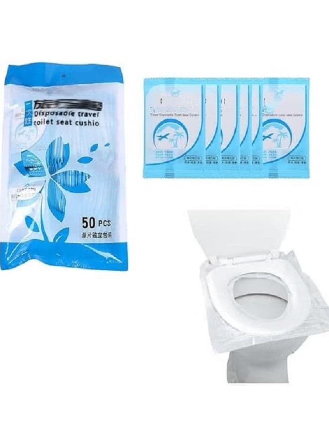 50-Piece Portable Disposable Waterproof Toilet Seat Cover Set for Toilet, Travel, and Work Toilet Lid & Tank Covers (٢)
