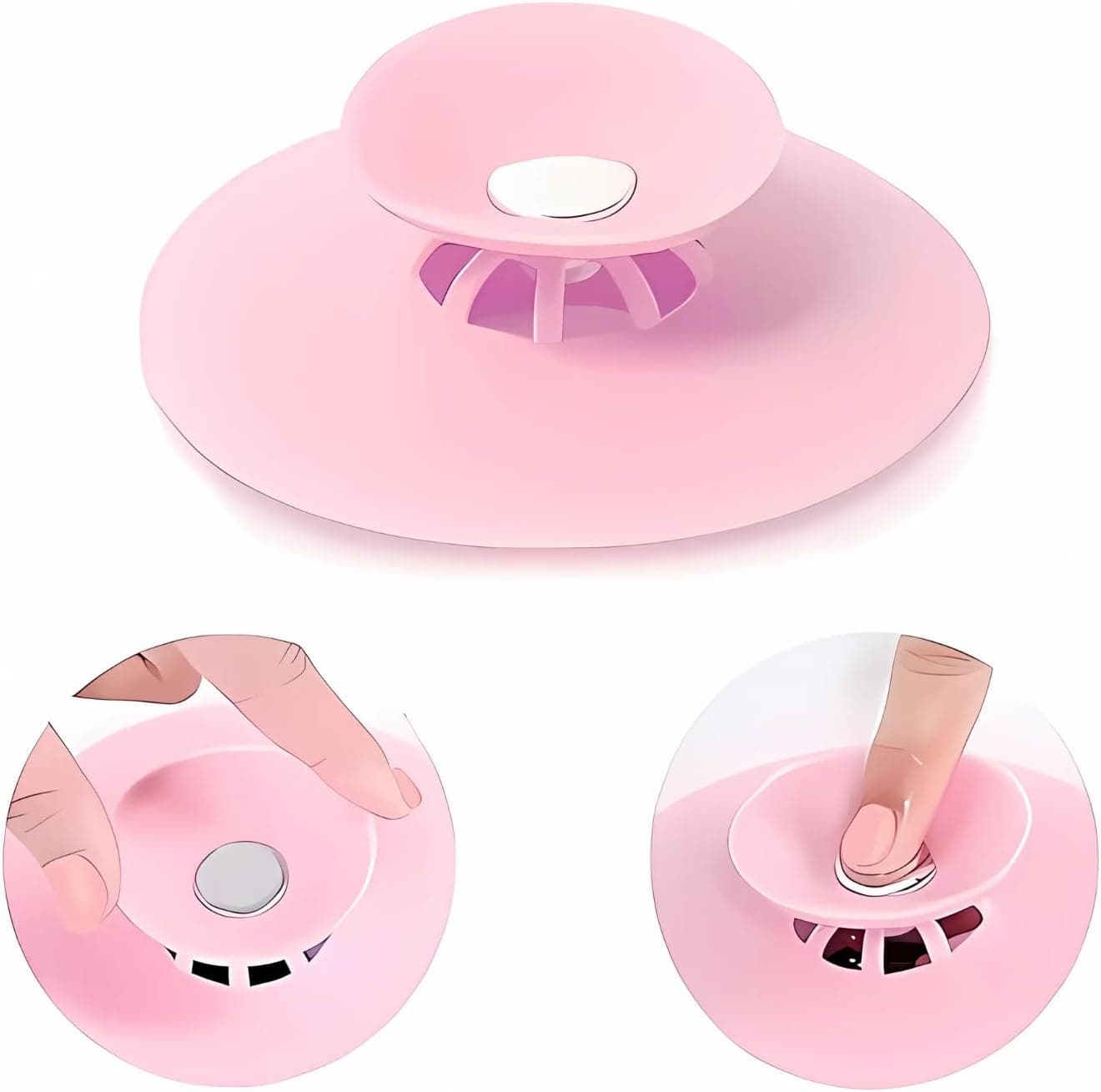 (Pack of 1) Silicone Stopper and Filter Drain Stopper/Strainer/Hair Catcher for Bathroom/Wash Basin/Kitchen Sink/Bathtub Sealer Cover (Standard Size 4 Inch - Random Colour)