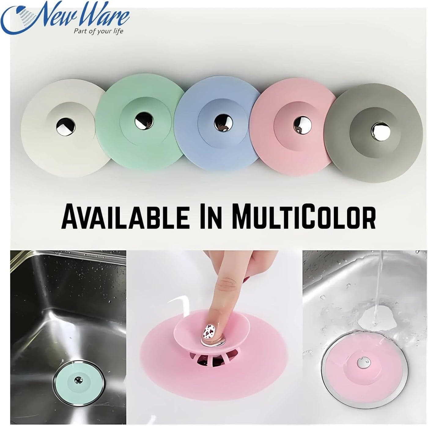 (Pack of 1) Silicone Stopper and Filter Drain Stopper/Strainer/Hair Catcher for Bathroom/Wash Basin/Kitchen Sink/Bathtub Sealer Cover (Standard Size 4 Inch - Random Colour) (7)