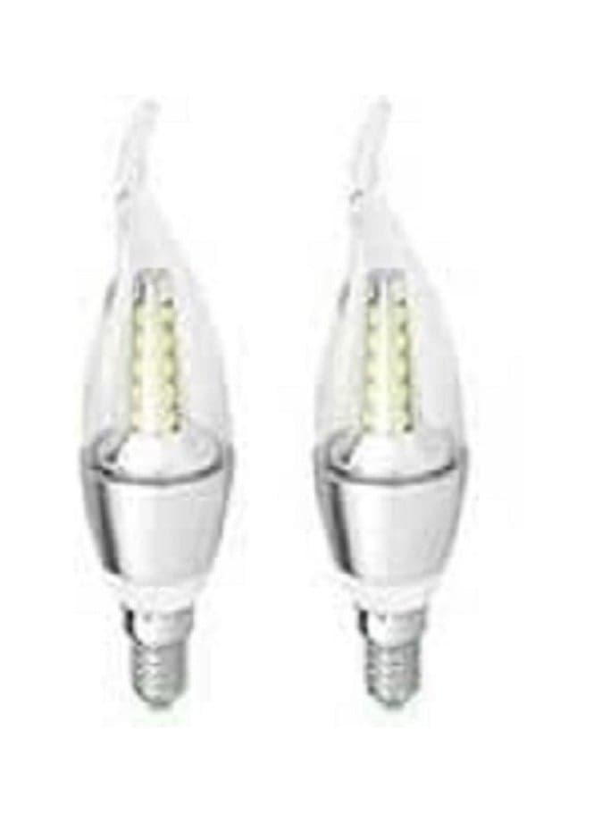 2 LED white light bulbs for chandeliers and lampshades, 5 watts