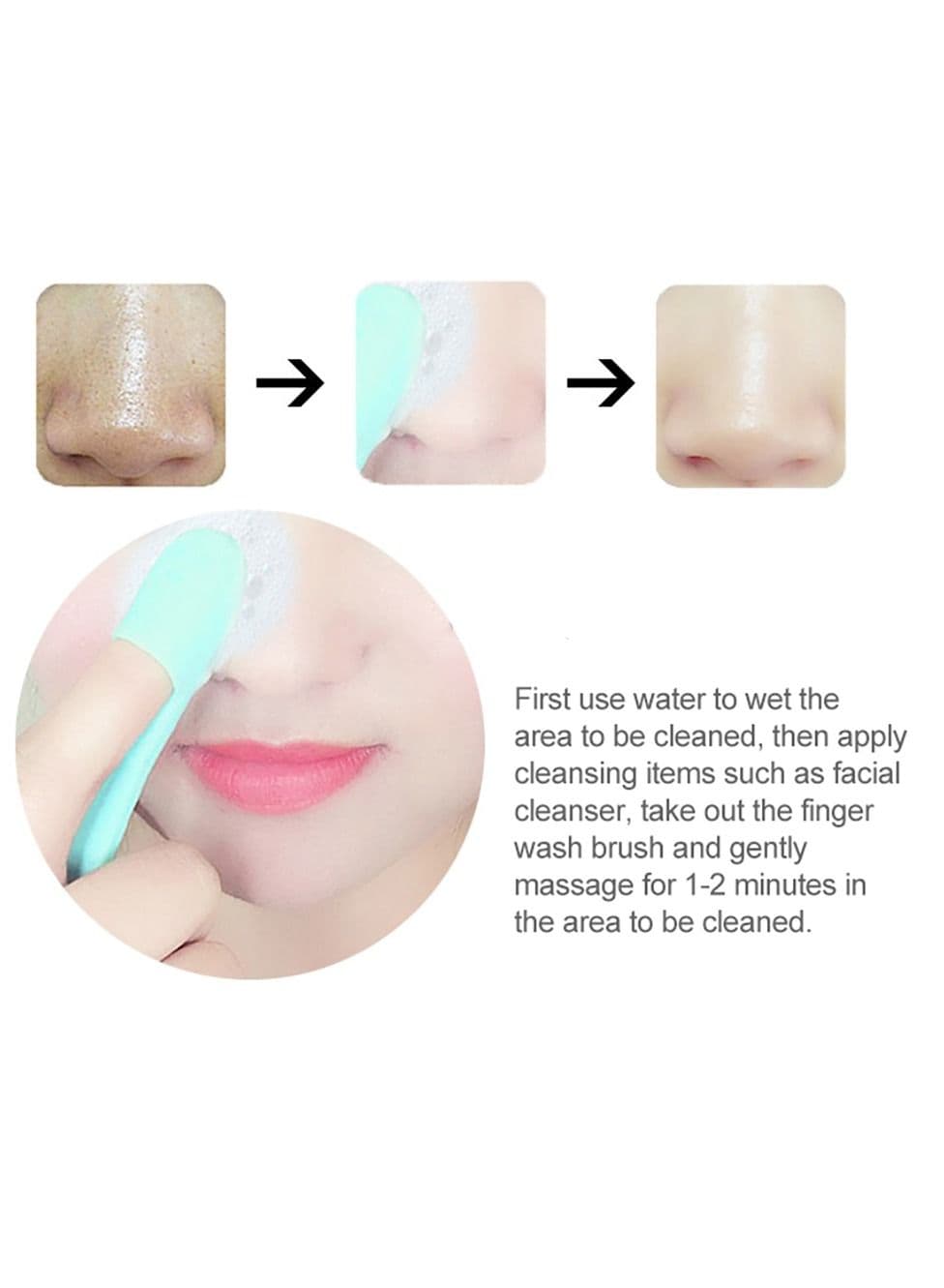 Soft Silicone Face Scrubber Finger Brush - Light Pink Cleansing Brushes (3)