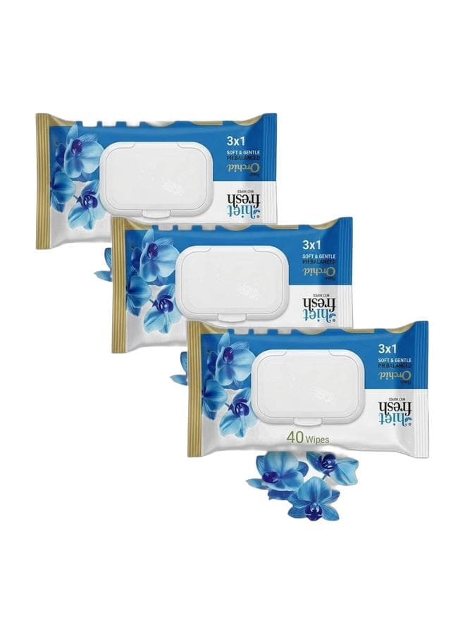 hiet fresh Orchid Scent Wet Wipes, 40 Count, pH Balanced, Soft & Gentle Bundle Cleaning Wet Wipes