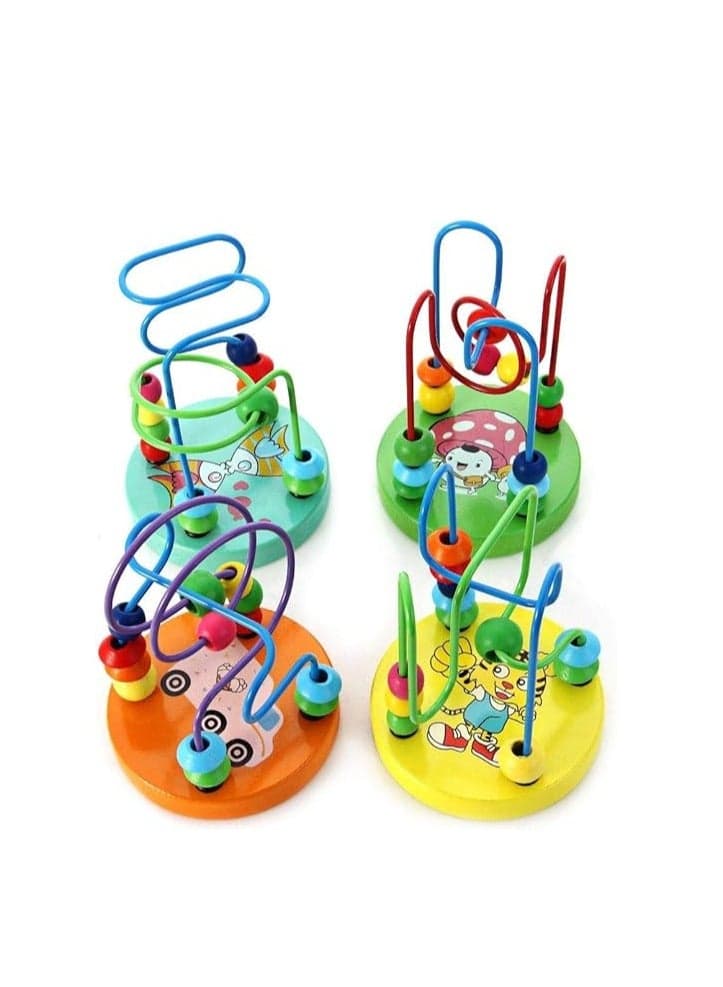 A small educational bead maze game for children, made of wires and colorful beads. (٢)
