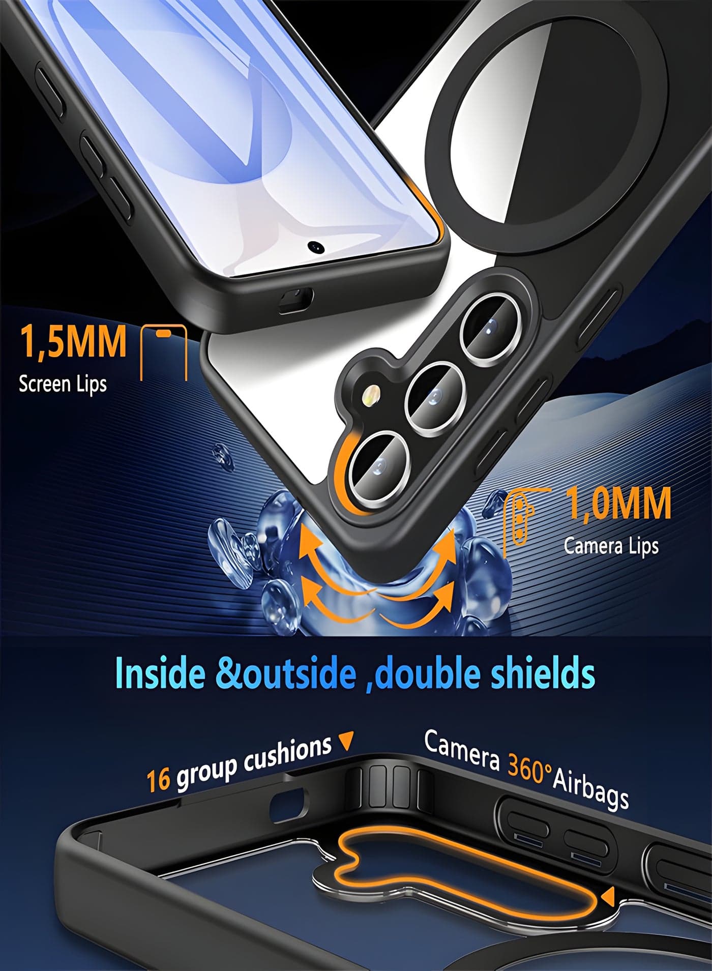 Magsafe Case for Samsung Galaxy A36/A56 Magsafe Clear Cover Magnetic Wireless Charging Support, Shockproof Protection, Scratch-Resistant for Samsung Galaxy A36/A56 - Black (٦)