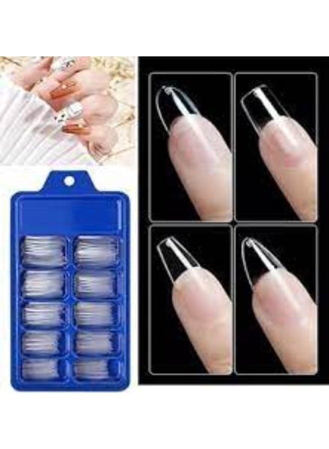 Fake Nails High Quality 100pcs/Box Natural Transparent Different Sizes Nail Art (٤)