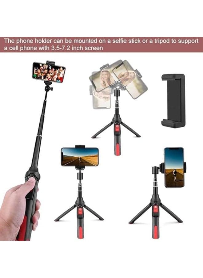 Universal Cell Phone Holder Clip and 360-Degree Swivel Ball Head Adapter Set for Tripods and Selfie Sticks - Professional Smartphone Mount Set Complete Tripod Units (٤)