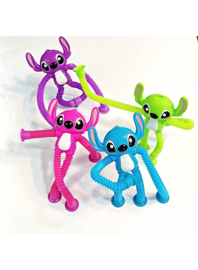 Generic Stretchy Alien Pop Tube Fidget Toy with Suction Cup Hands and Feet, 1 Piece Flexible Pull and Stretch Cartoon Figure, Bendable Sensory Toy with Extendable Arms and Legs for Kids, Creative Interactive Desk and Travel Toy Gag Toys & Practical Jokes (7)