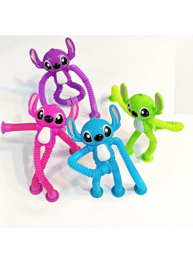Generic Stretchy Alien Pop Tube Fidget Toy with Suction Cup Hands and Feet, 1 Piece Flexible Pull and Stretch Cartoon Figure, Bendable Sensory Toy with Extendable Arms and Legs for Kids, Creative Interactive Desk and Travel Toy Gag Toys & Practical Jokes (5)