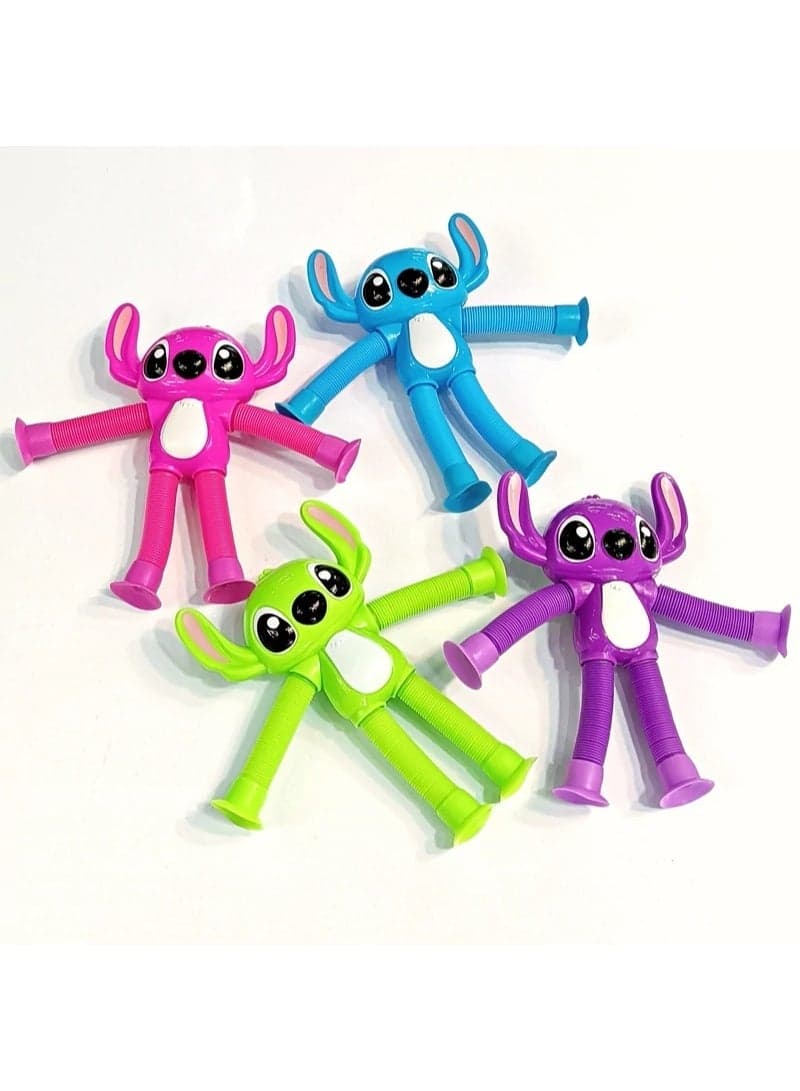 Generic Stretchy Alien Pop Tube Fidget Toy with Suction Cup Hands and Feet, 1 Piece Flexible Pull and Stretch Cartoon Figure, Bendable Sensory Toy with Extendable Arms and Legs for Kids, Creative Interactive Desk and Travel Toy Gag Toys & Practical Jokes