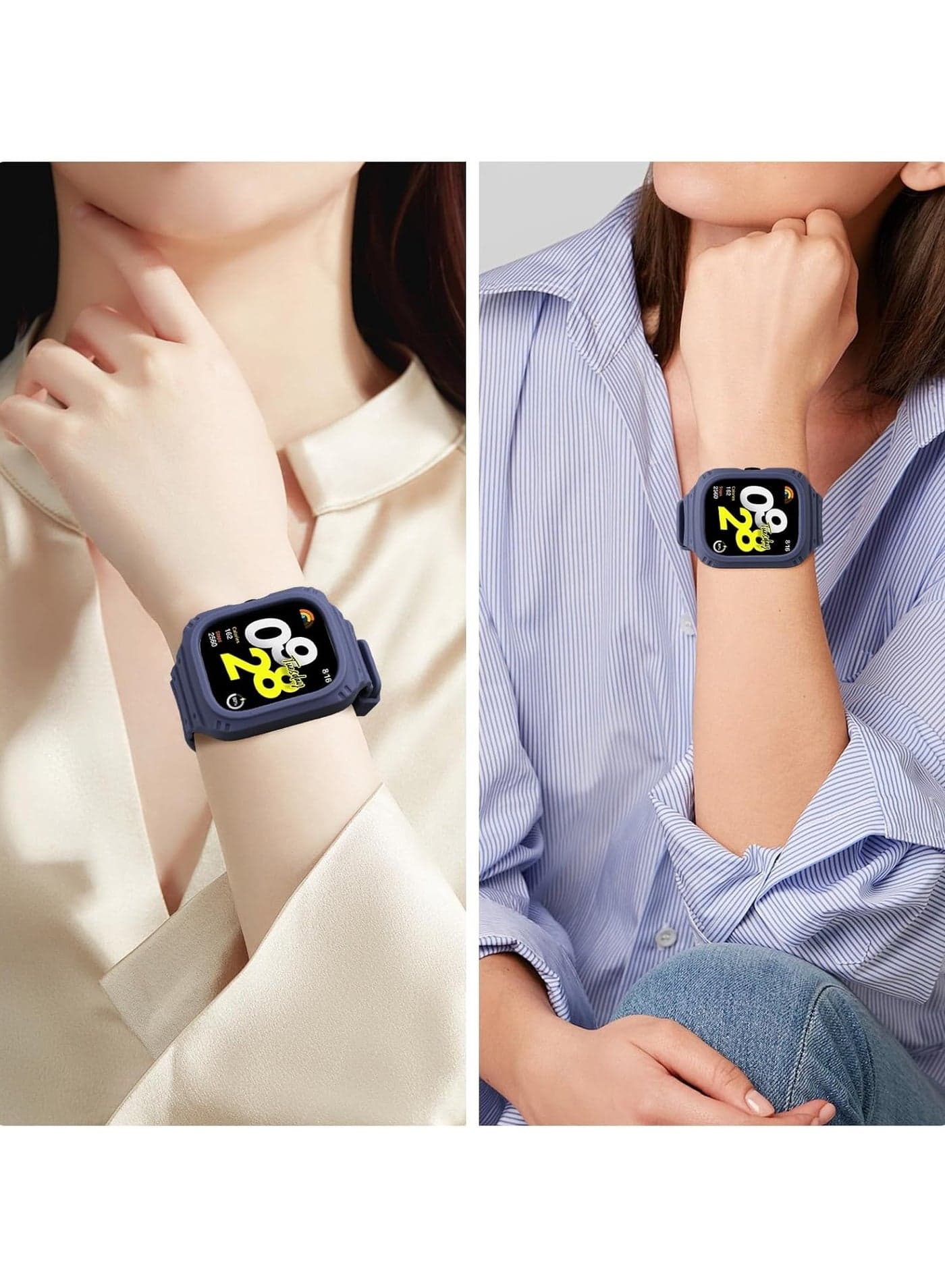 Strap With Cover Compatible with Xiaomi Redmi Watch 4, Silicone Sport Band Replacement Watchband with Bumper Case, Adjustable Wristband (Blue) Smartwatch Bands (٤)