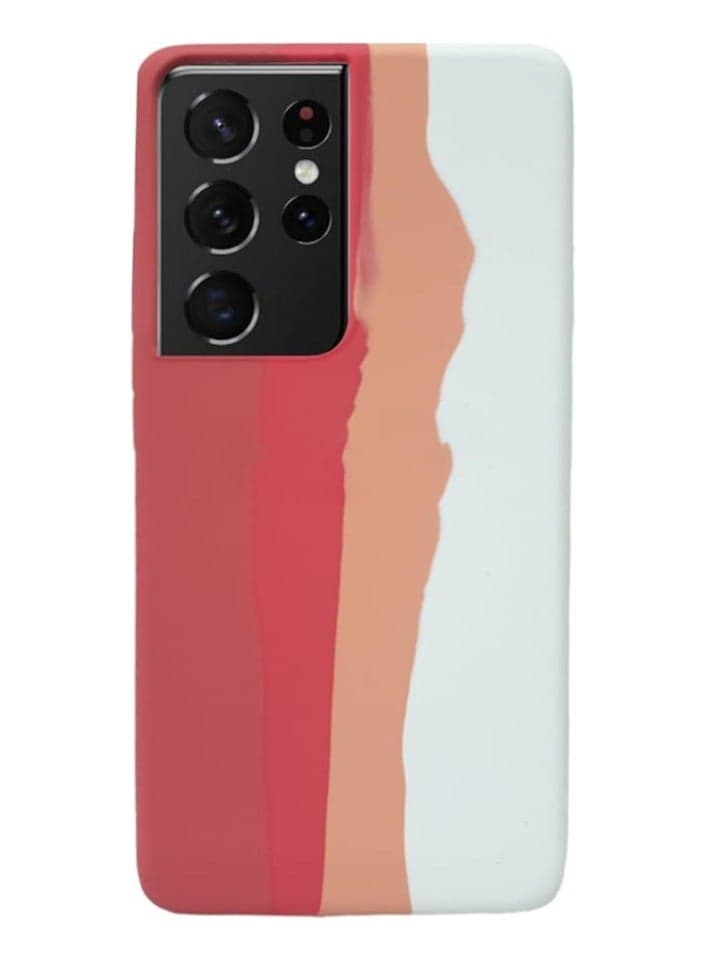 Luxury Colorful Silicone Phone Cover for Samsung Galaxy S21 Ultra (Orange @ White)