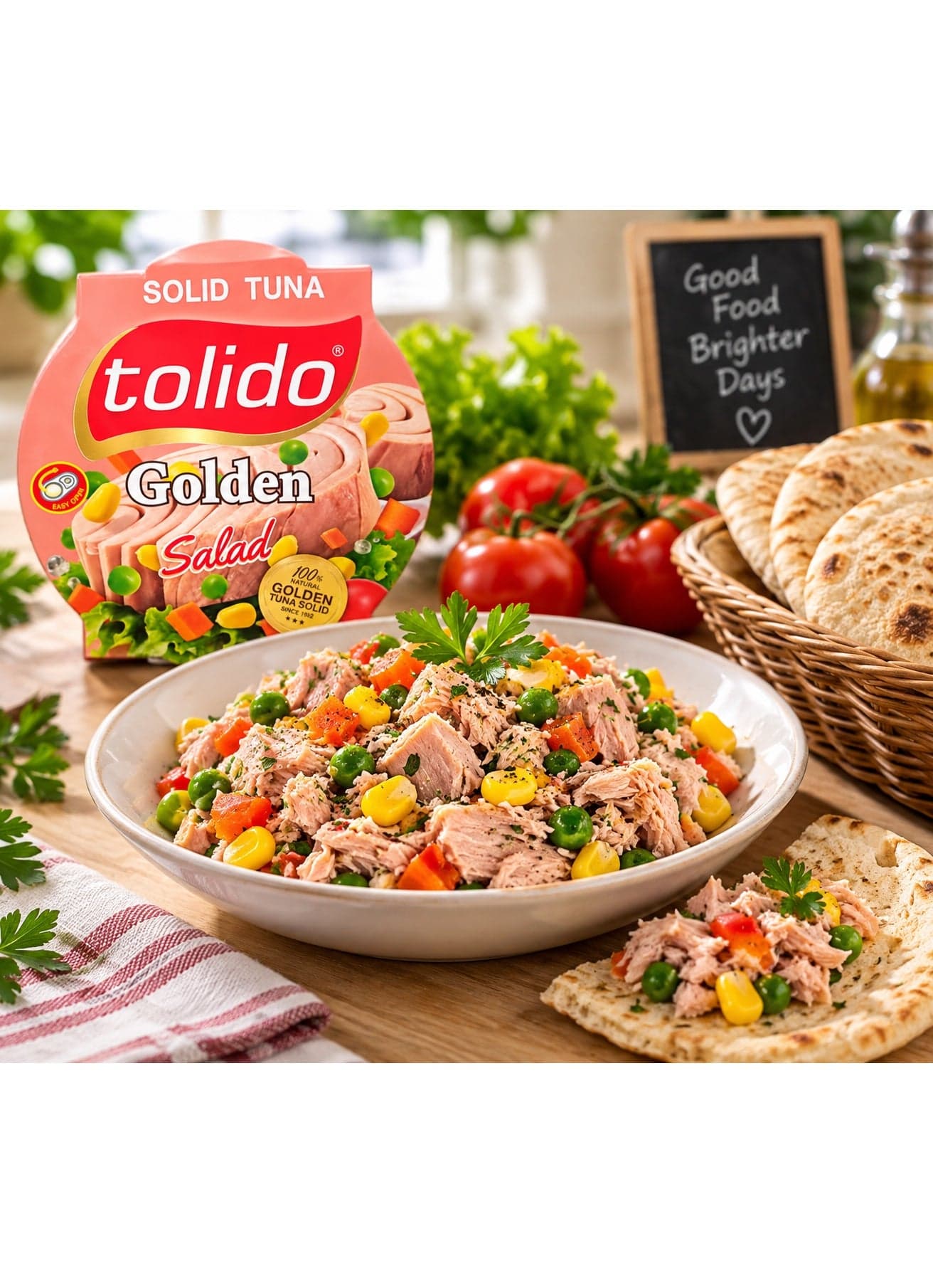 Tolido Golden Salad Solid Tuna with Mixed Vegetables, 185g - Ready-to-Serve Can for Salads & Sandwiches (5)