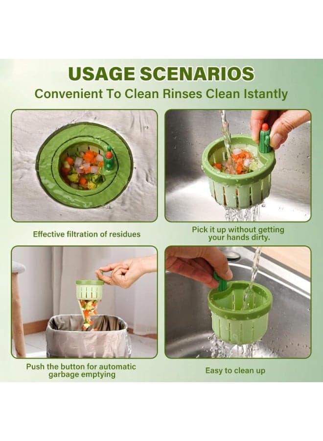 Self-Cleaning Push Button Kitchen Sink Strainer – Cactus Shape Automatic Dumping Basket with Tentacle Handle and Multi-Hole Design – Prevents Clogs, Large Capacity-2Pcs Sink Drains & Strainers (٥)