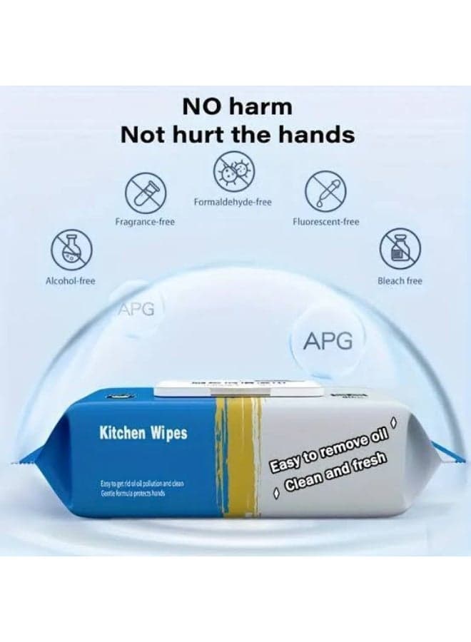 80 pcs Kitchen Cleaning Wipes | Strong Decontamination Kitchen Wipes | Disposable Kitchen Wet Wipes Household Cloth Towel For Removing Grease Stains And Tissue Wipes (٣)